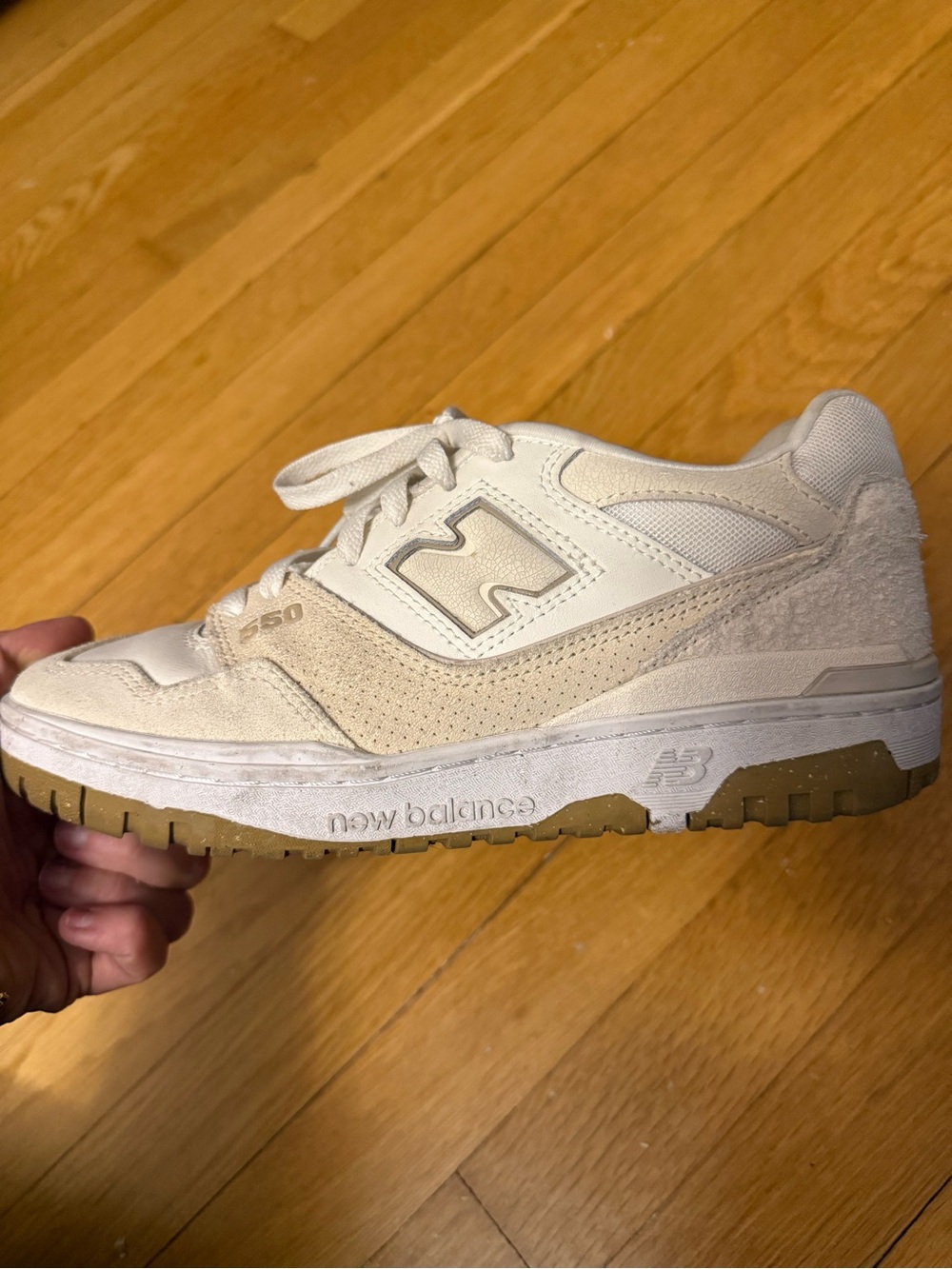 New Balance Cream and White Retro Low-Top Sneaker